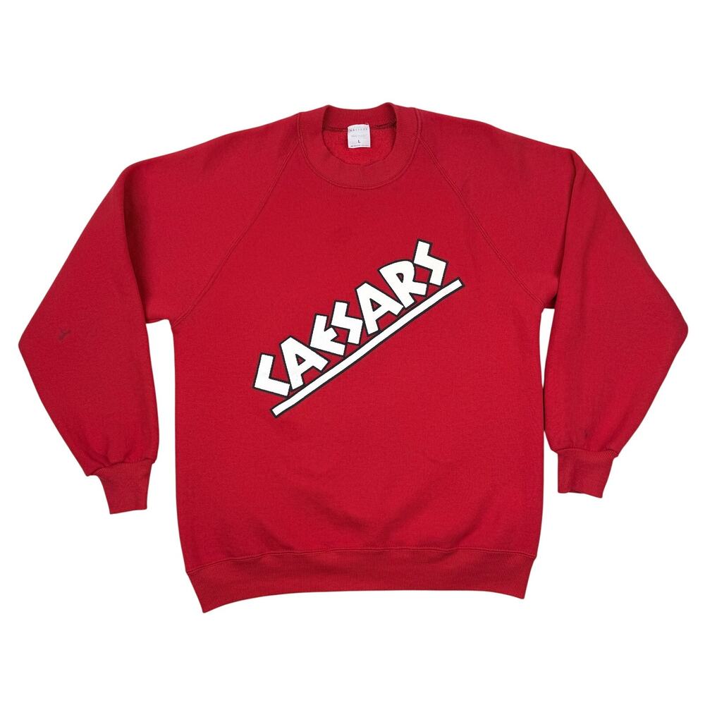 Vintage Caesars Palace Sweatshirt Red Made in USA Puffy Print Graphic Large